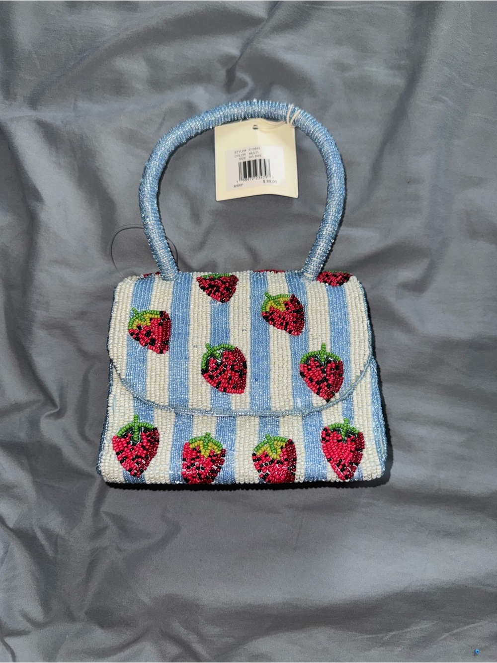 Beaded Strawberry Handbag / Crossbody Bag Handmade in India New with Tags